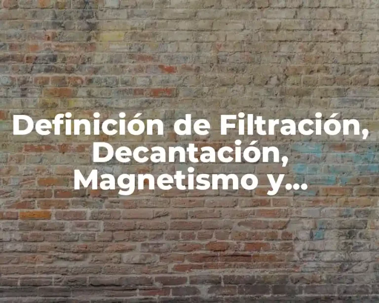 Definición de Filtración, Decantación, Magnetismo y Cromatografía