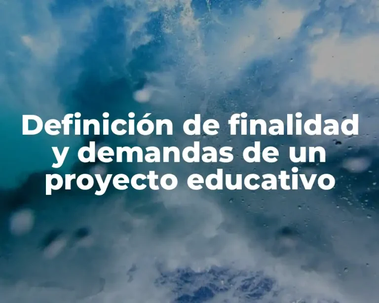 Definición de finalidad y demandas de un proyecto educativo