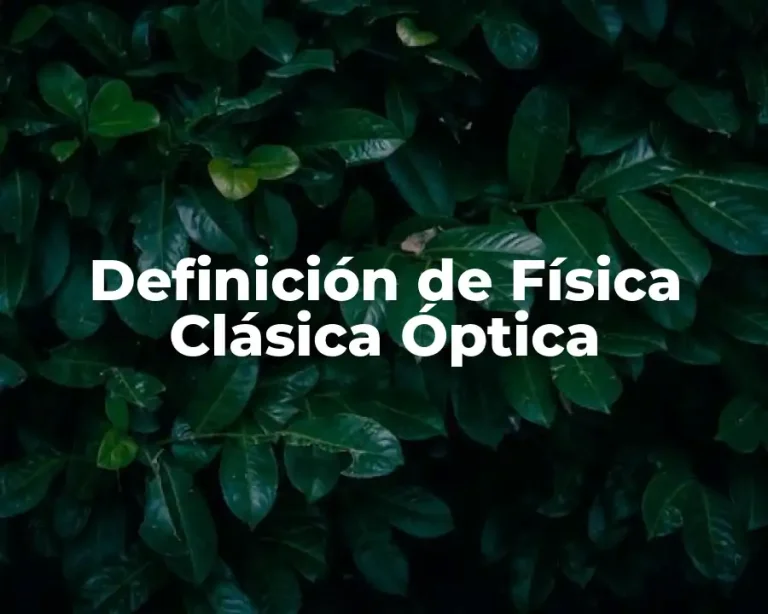 Definición de Física Clásica Óptica