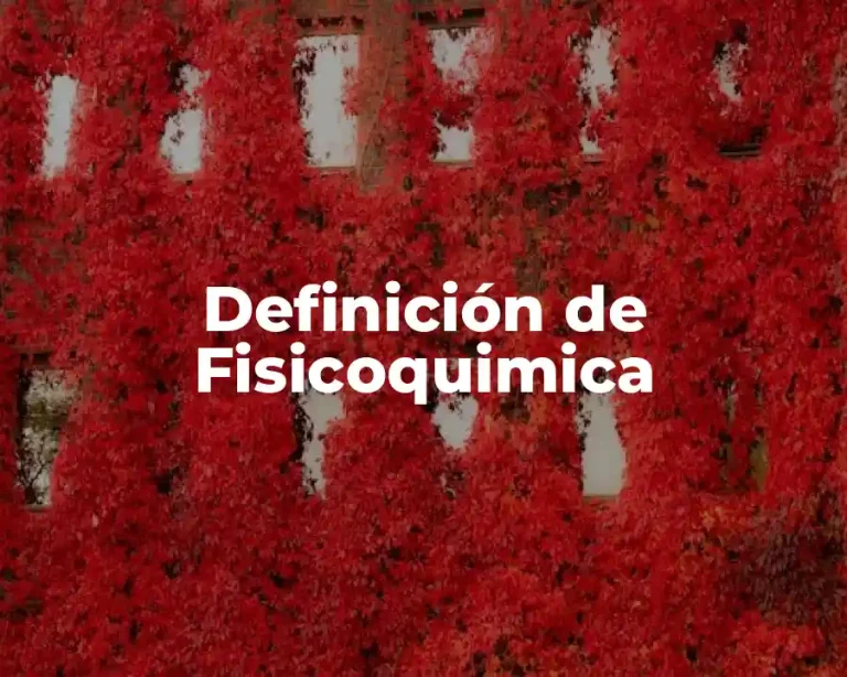 Definición de Fisicoquimica
