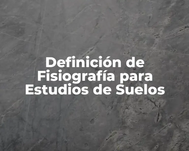 Definición de Fisiografía para Estudios de Suelos