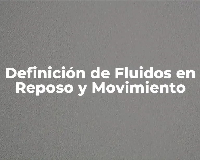 Definición de Fluidos en Reposo y Movimiento