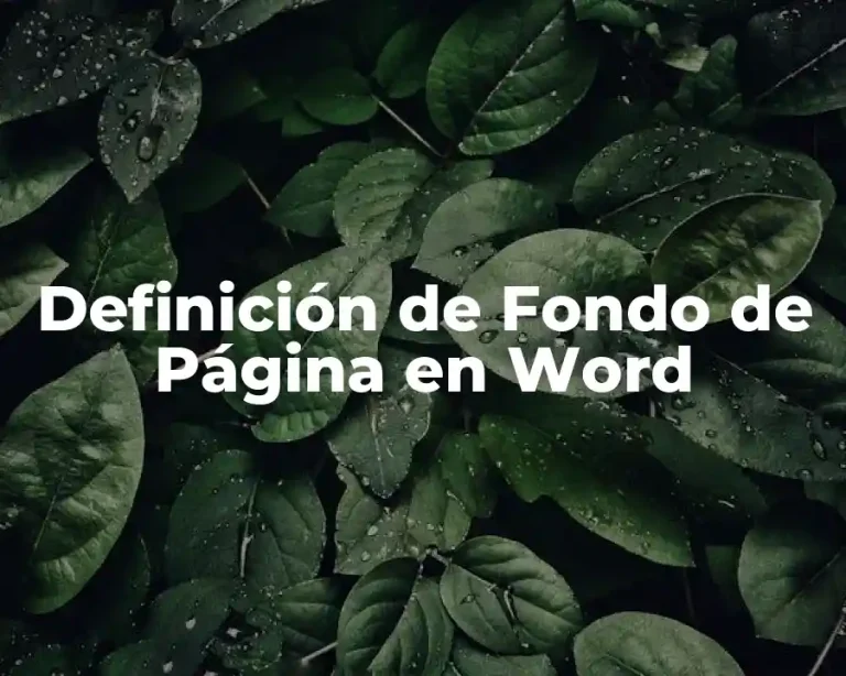Definición de Fondo de Página en Word