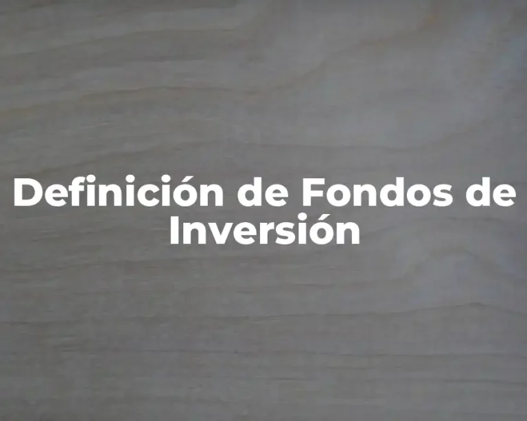 Definición de Fondos de Inversión