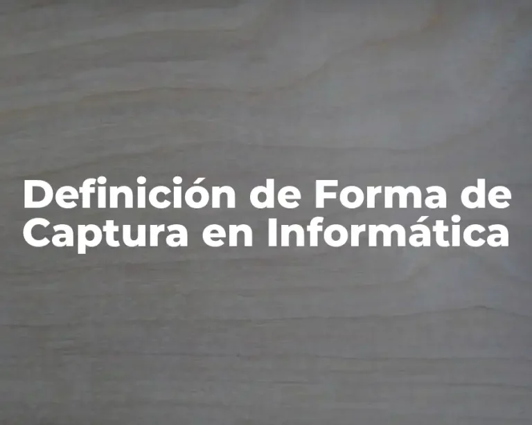 Definición de Forma de Captura en Informática