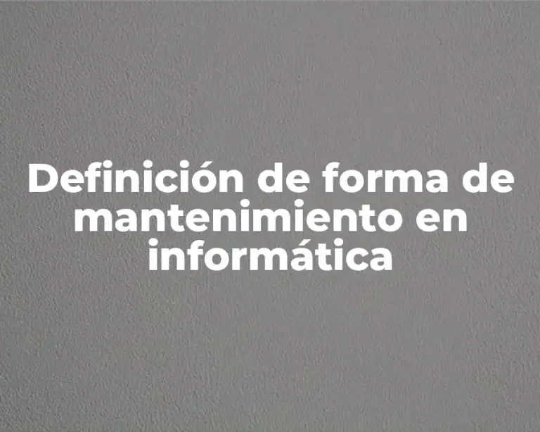 Definición de forma de mantenimiento en informática