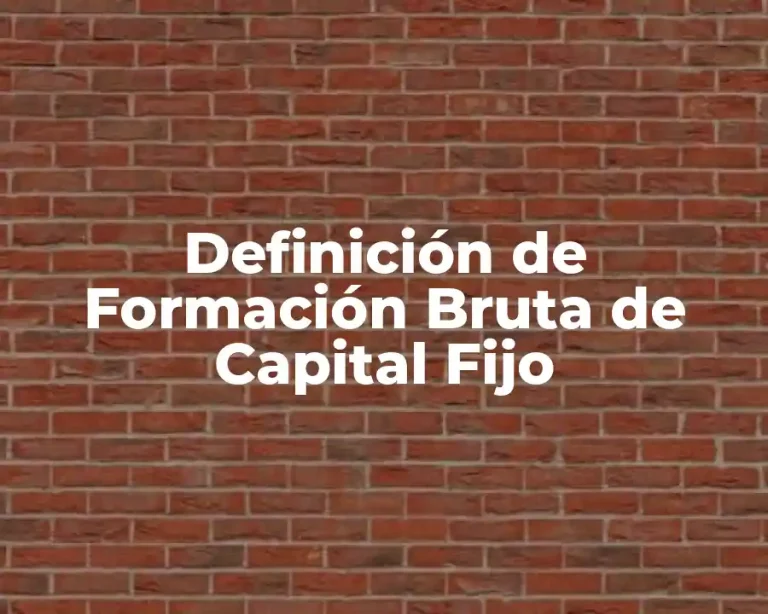 Definición de Formación Bruta de Capital Fijo