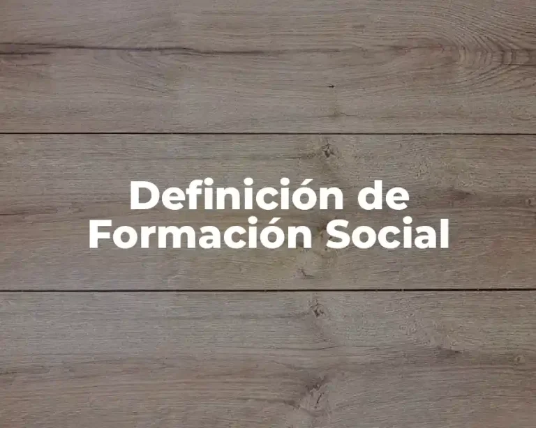 Definición de Formación Social