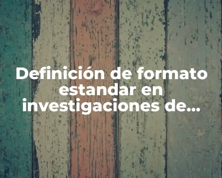 Definición de formato estandar en investigaciones de operaciones