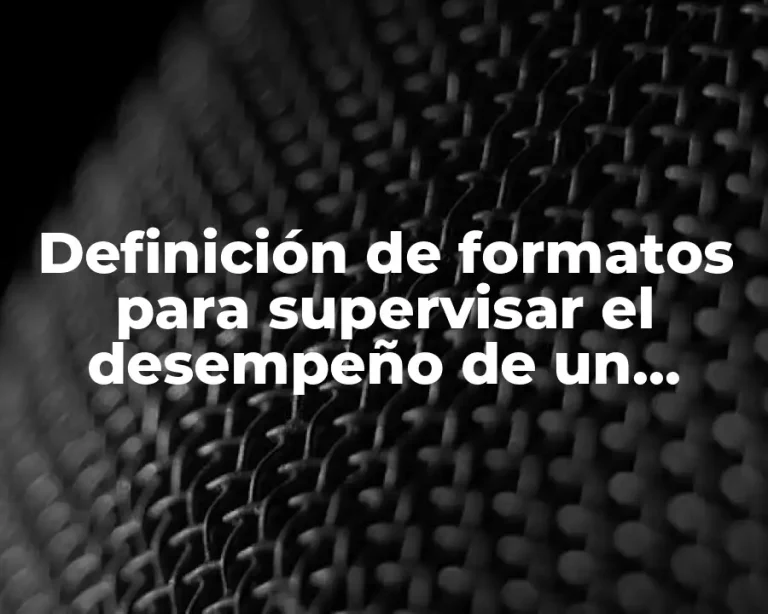 Definición de formatos para supervisar el desempeño de un trabajador