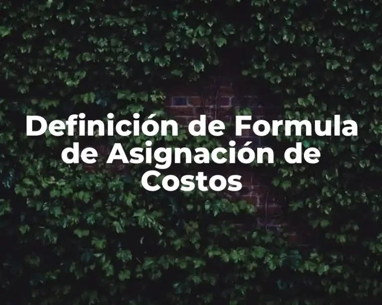 Definición de Formula de Asignación de Costos