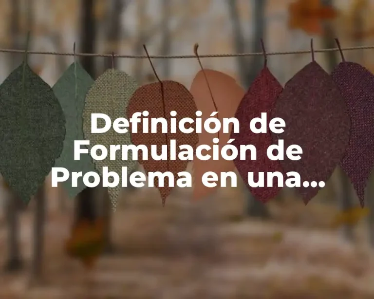 Definición de Formulación de Problema en una Investigación