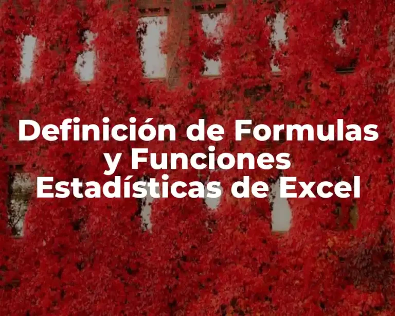 Definición de Formulas y Funciones Estadísticas de Excel