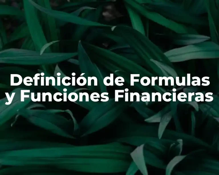 Definición de Formulas y Funciones Financieras