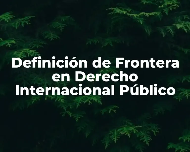 Definición de Frontera en Derecho Internacional Público