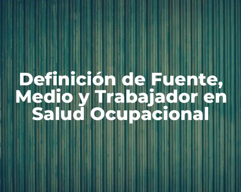 Definición de Fuente, Medio y Trabajador en Salud Ocupacional