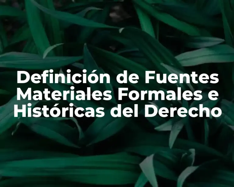 Definición de Fuentes Materiales Formales e Históricas del Derecho