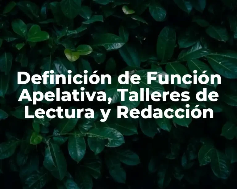 Definición de Función Apelativa, Talleres de Lectura y Redacción