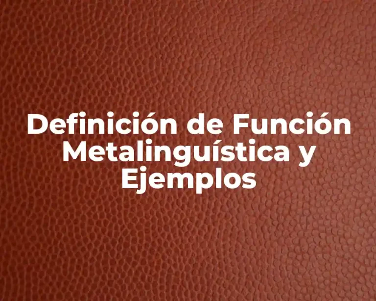 Definición de Función Metalinguística y Ejemplos