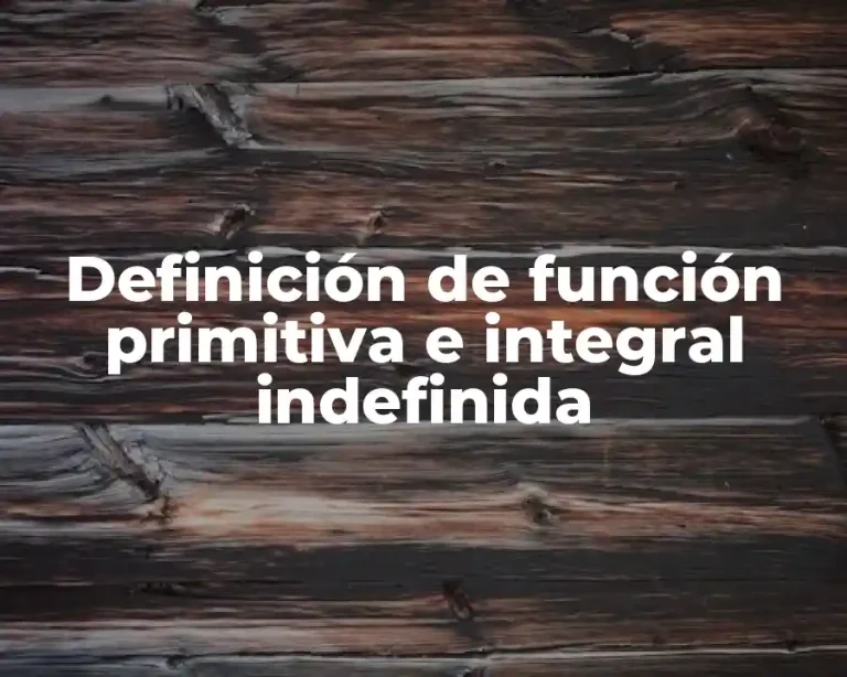 Definición de función primitiva e integral indefinida