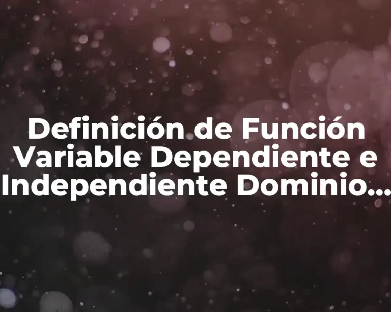 Definición de Función Variable Dependiente e Independiente Dominio Rango