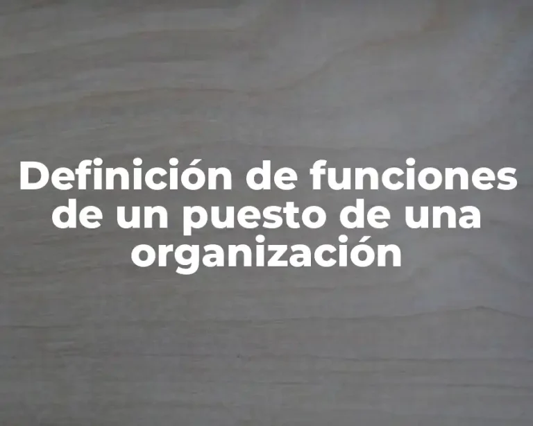 Definición de funciones de un puesto de una organización