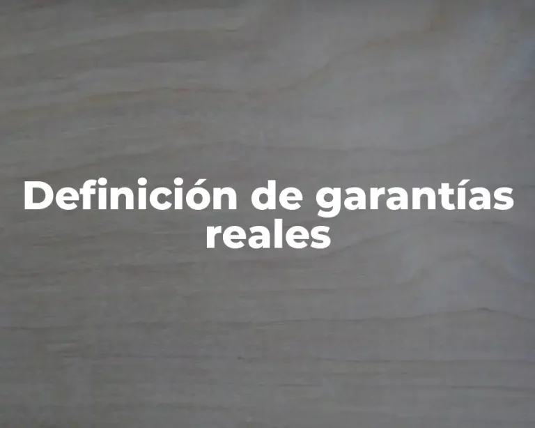Definición de garantías reales