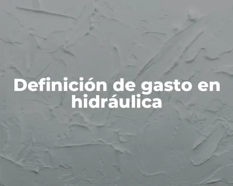 Definición de gasto en hidráulica