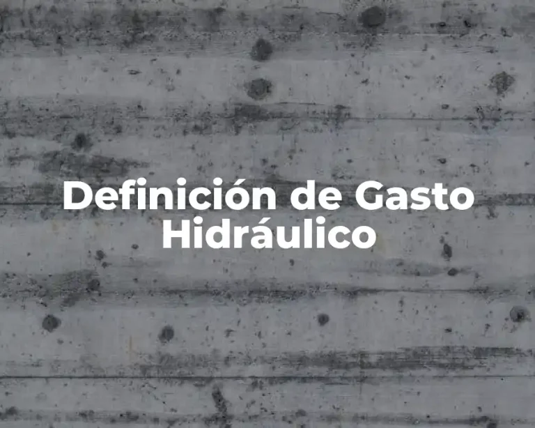 Definición de Gasto Hidráulico