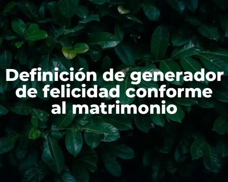 Definición de generador de felicidad conforme al matrimonio