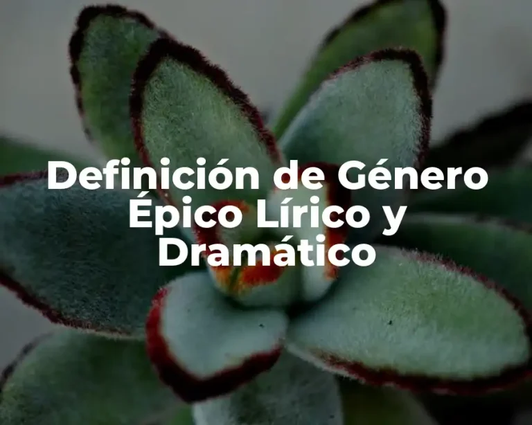 Definición de Género Épico Lírico y Dramático