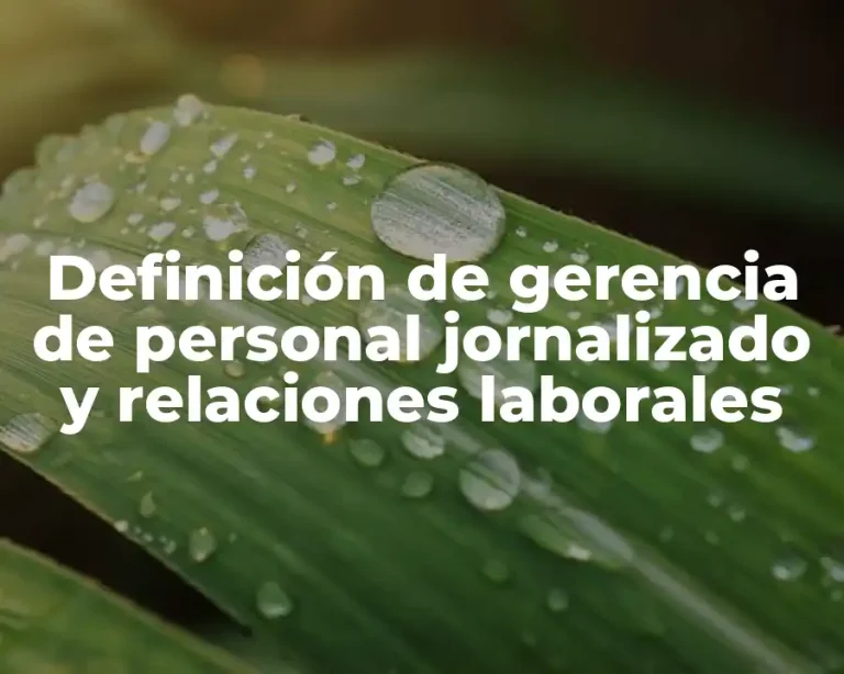 Definición de gerencia de personal jornalizado y relaciones laborales