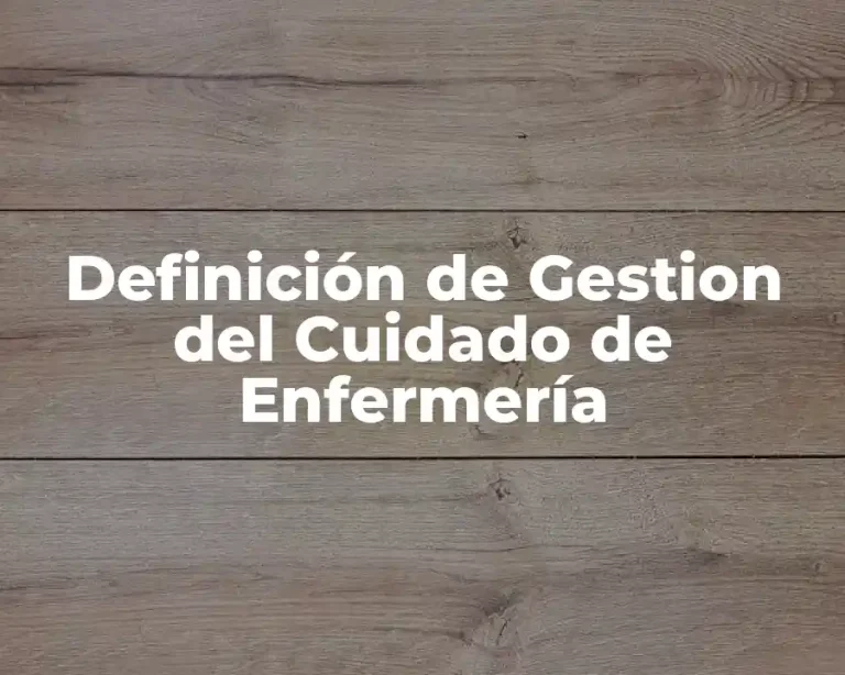 Definición de Gestion del Cuidado de Enfermería