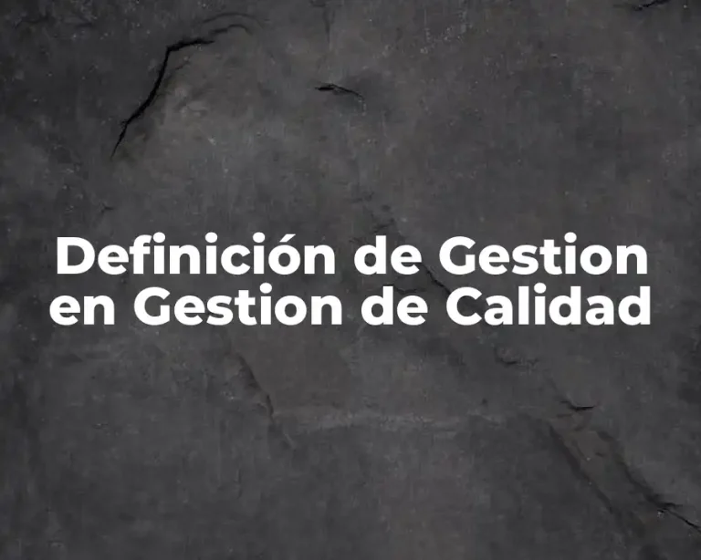 Definición de Gestion en Gestion de Calidad