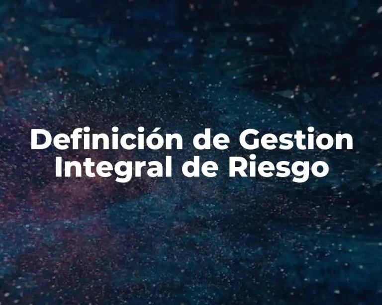 Definición de Gestion Integral de Riesgo