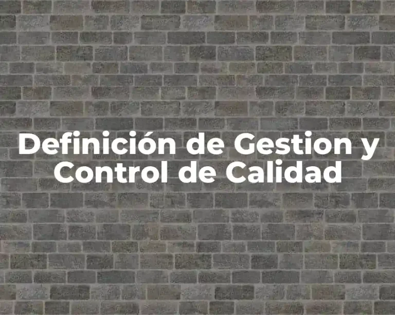 Definición de Gestion y Control de Calidad