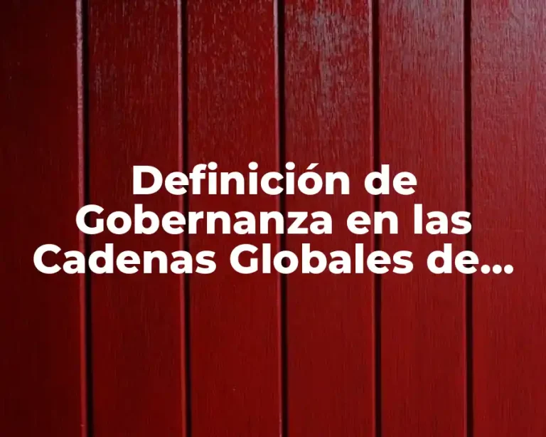 Definición de Gobernanza en las Cadenas Globales de Valor