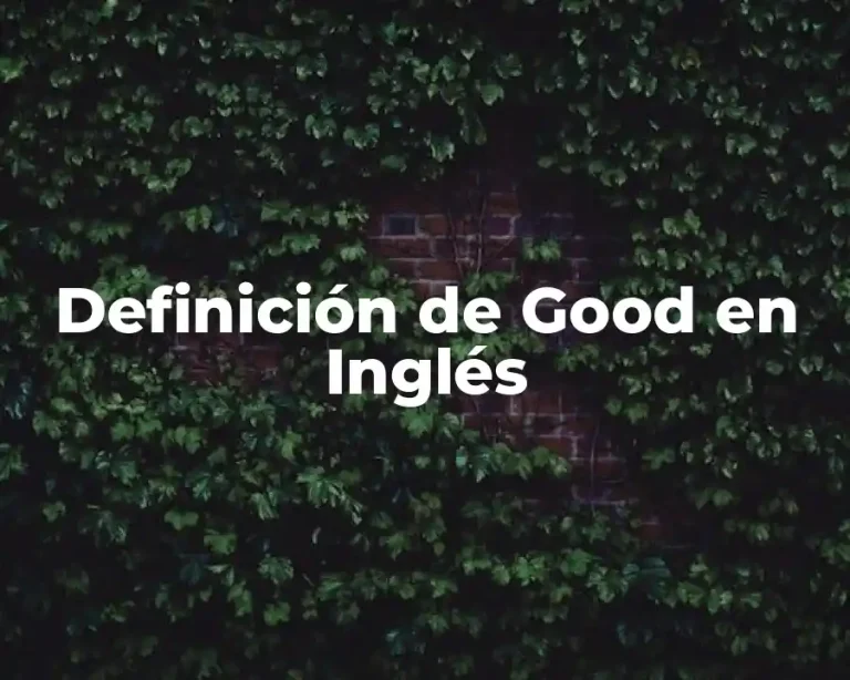 Definición de Good en Inglés