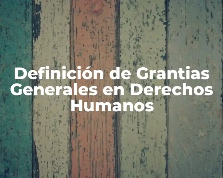 Definición de Grantias Generales en Derechos Humanos