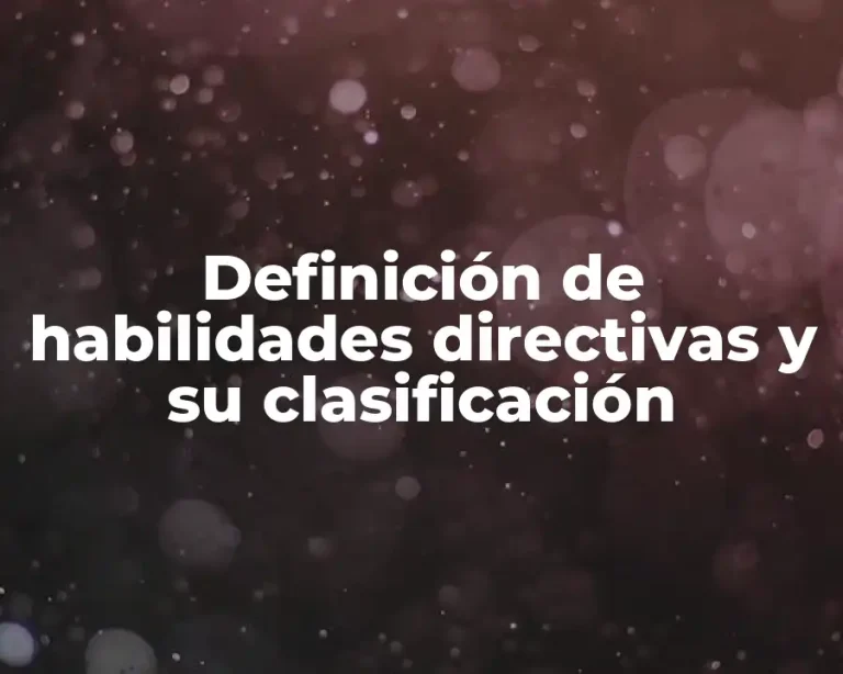 Definición de habilidades directivas y su clasificación