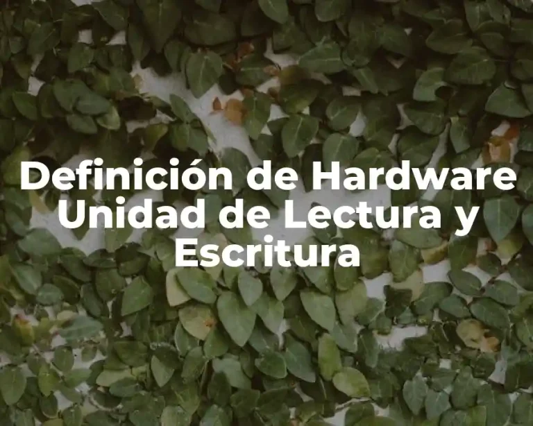 Definición de Hardware Unidad de Lectura y Escritura