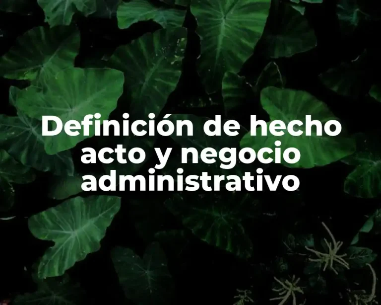 Definición de hecho acto y negocio administrativo