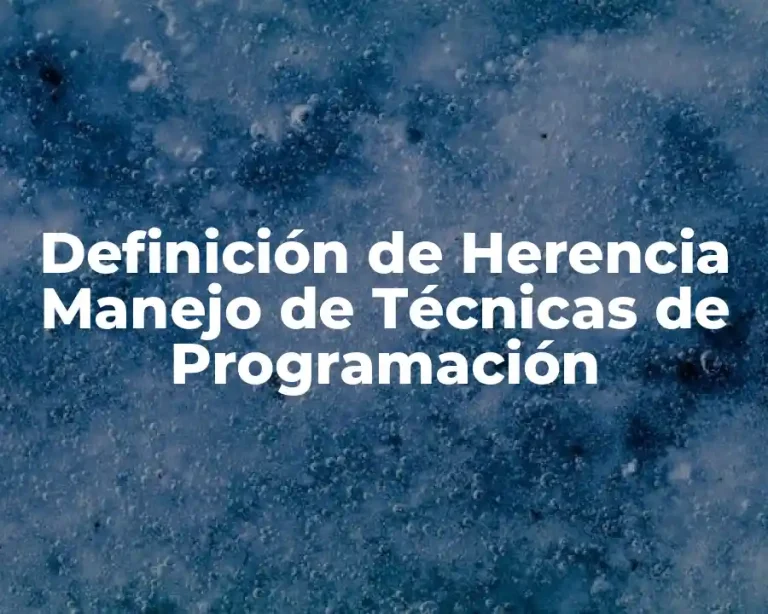 Definición de Herencia Manejo de Técnicas de Programación