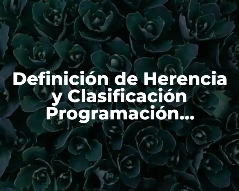 Definición de Herencia y Clasificación Programación Orientada a Objetos