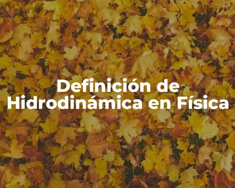 Definición de Hidrodinámica en Física