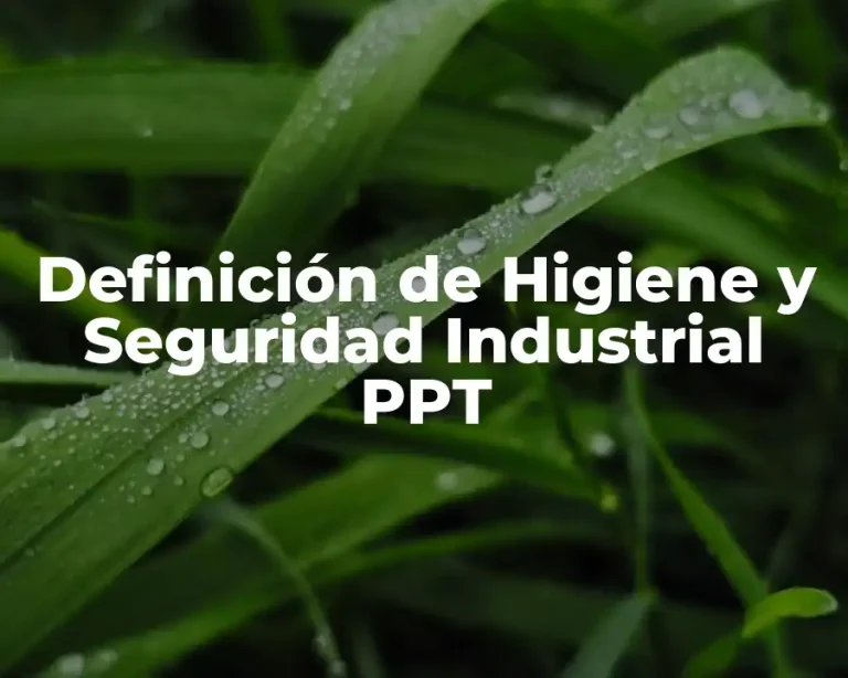 Definición de Higiene y Seguridad Industrial PPT