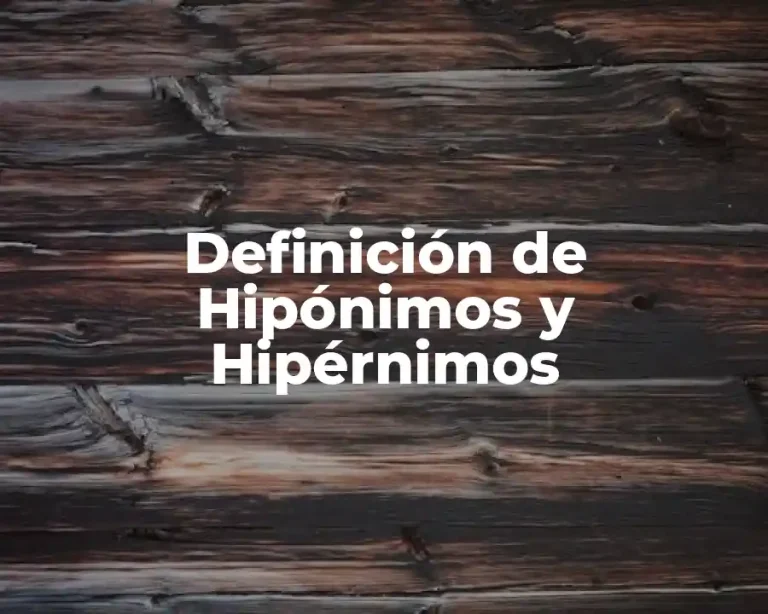 Definición de Hipónimos y Hipérnimos