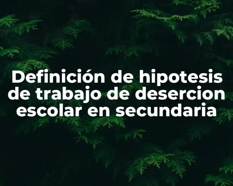 Definición de hipotesis de trabajo de desercion escolar en secundaria