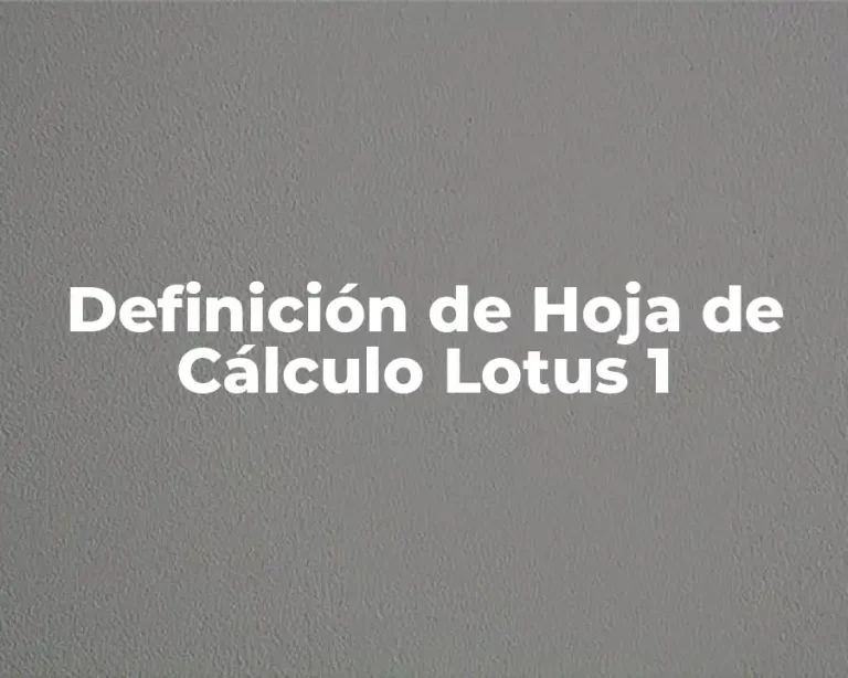 Definición de Hoja de Cálculo Lotus 1