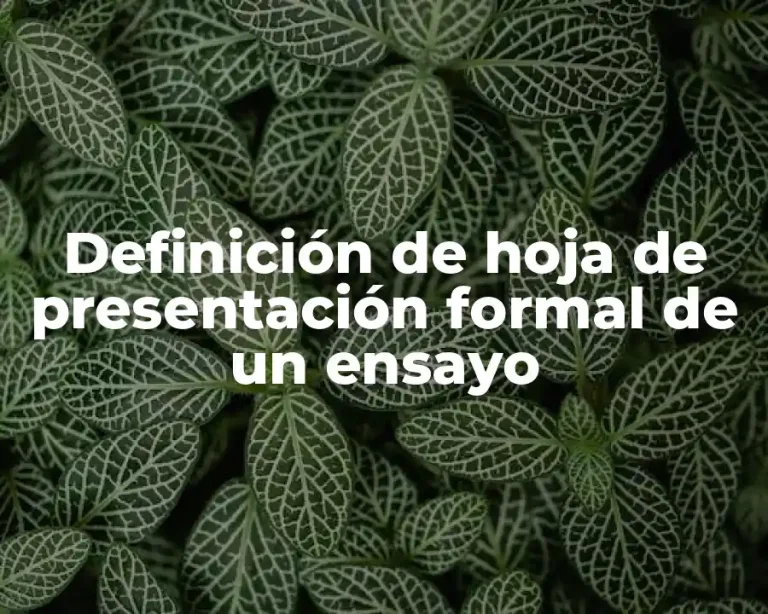 Definición de hoja de presentación formal de un ensayo